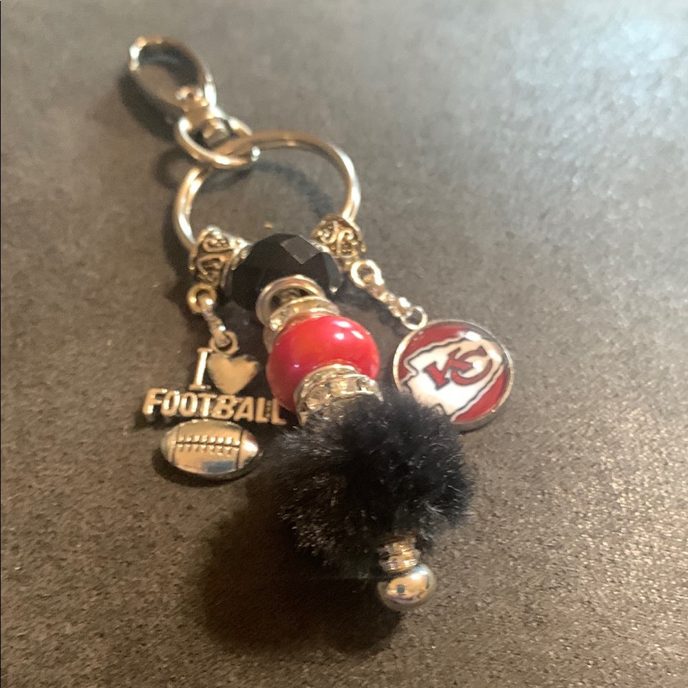 Black and Red Football Keychain